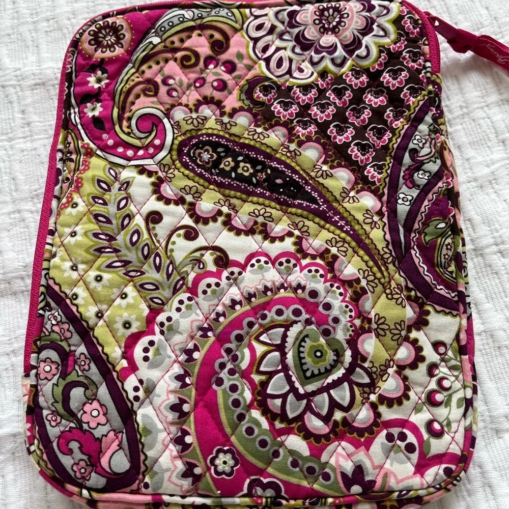 Vera Bradley Tablet Organizer Case Dark PINK Paisley Laptop Padded Sleeve 8x10”